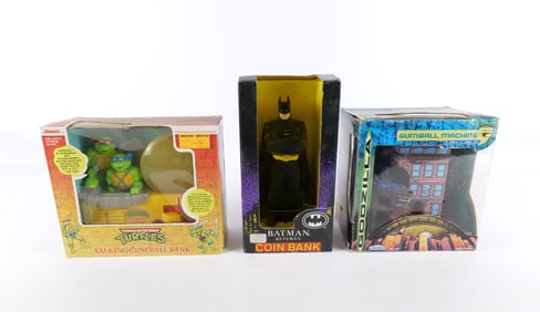 Lot of 3 Pop Culture Banks with Boxes