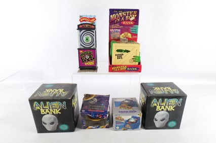 Lot of 6 Novelty Banks in Original Boxes