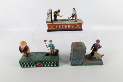 Lot of 3 Cast Iron Mechanical Banks