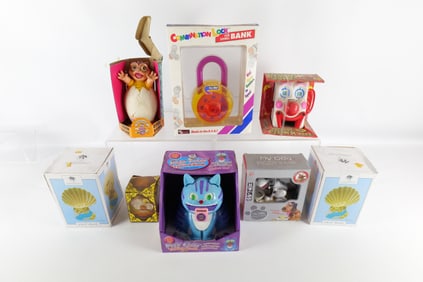 Lot of 8 Novelty Banks - In Original Boxes