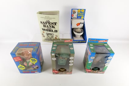 Lot of 5 Assorted Novelty Banks - In Original Boxes