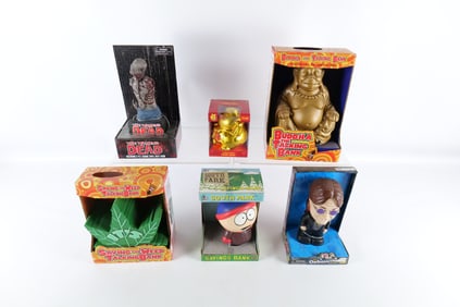 Lot of 6 Assorted Novelty Banks - In Original Boxes