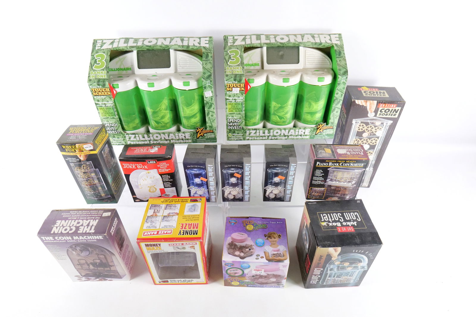 Lot of 13 Assorted Novelty Banks and Coin Sorters - In Original Boxes (1 of 14)