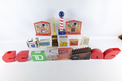 Lot of Plastic Advertising and Novelty Banks