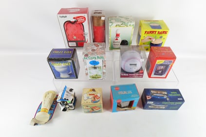 Lot of 13 Novelty Banks - In Original Boxes