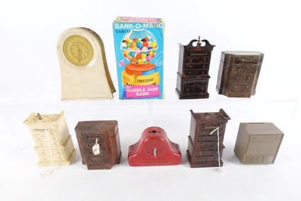 Lot of Metal and Plastic Novelty Banks