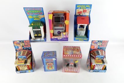 Lot of Mixed Novelty Banks and Toys in Original Boxes