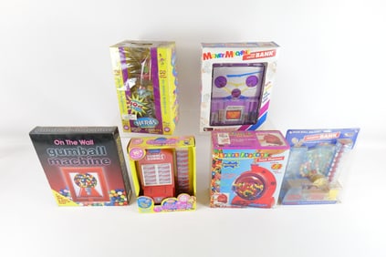 Lot of 6 Banks and Candy Dispensers in Original Boxes