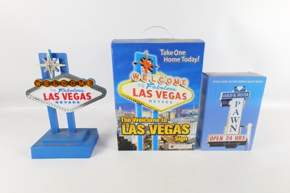 Lot of 3 Las Vegas Novelty Banks and Collectibles