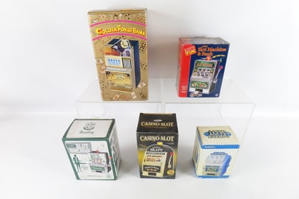 Group Lot of Novelty Slot Machine Banks in Original Boxes