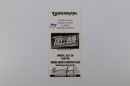 Jay and Silent Bob Strike Back Invitation for Advanced Screening