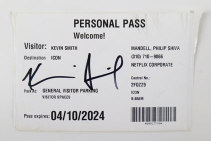 Kevin Smith Personal Parking Pass - Icon Studios