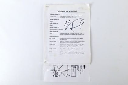 Manchild Schedule and Equipment and Labor for Surf/Camera Test