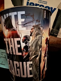 Justice League Metal Popcorn Bucket autographed by Ben Affleck