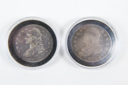 2 Capped Bust Silver Half Dollars