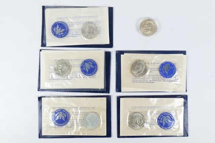 Group of Eisenhower Silver Dollars