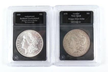 2 Morgan Silver Dollars