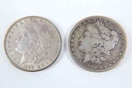 2 Morgan Silver Dollars