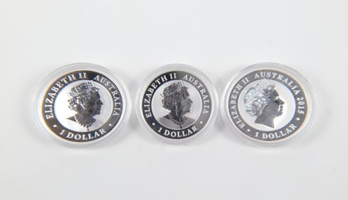 3 Kookaburra 1 oz Silver Coins