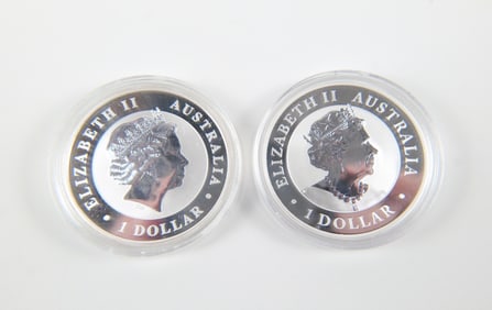 2 Australia Queen Elizabeth II Silver Commemorative Coins