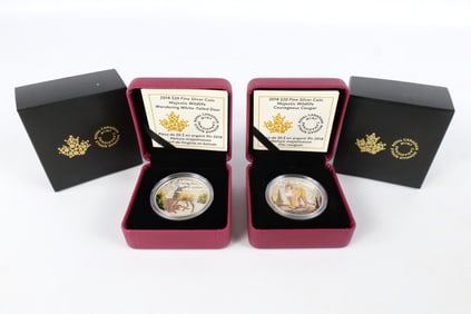 2 Canadian Majestic Wildlife Silver Commemoratives