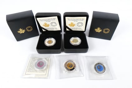 5 Canadian Silver Commemorative Coins