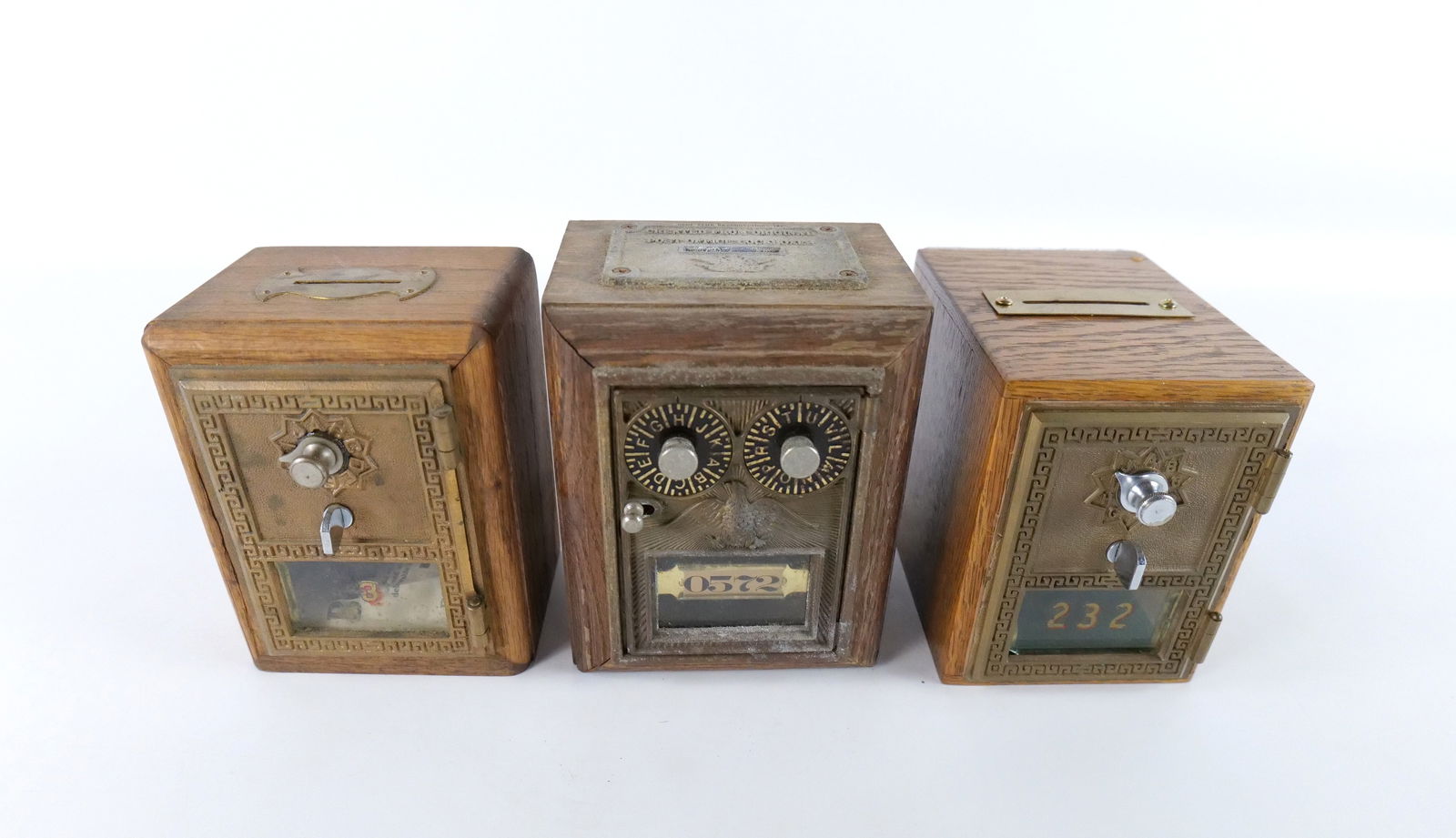 Lot of 3 Wooden Safe Deposit Boxes/Banks (1 of 9)