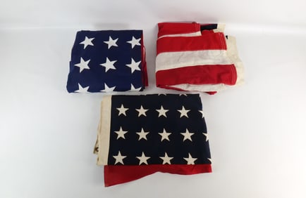 Lot of 3 American 48 Star Flags