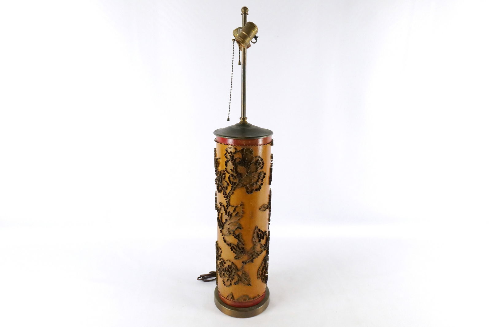Vintage Wooden and Metal Wallpaper Roller Lamp (1 of 8)