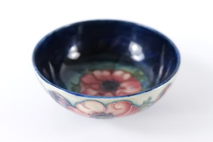 William Moorcraft Anemone Cobalt Pottery Bowl