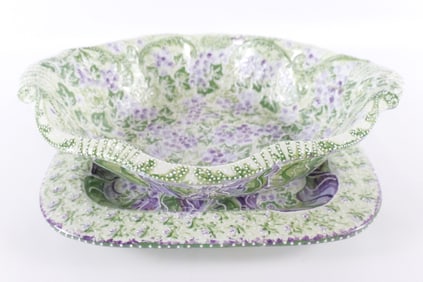 Lot of 2 Hand Painted Pottery Pieces