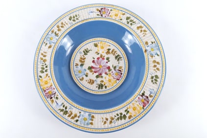 Villa Flora Hand Painted Oversized Ceramic Centerpiece Bowl