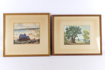 Lot of 2 Framed Watercolor Paintings