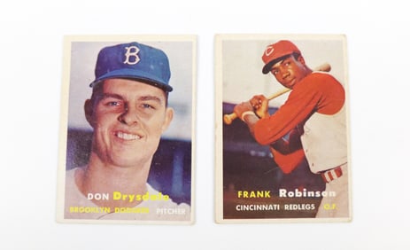 Don Drysdale & Frank Robinson 1957 Topps Baseball Cards