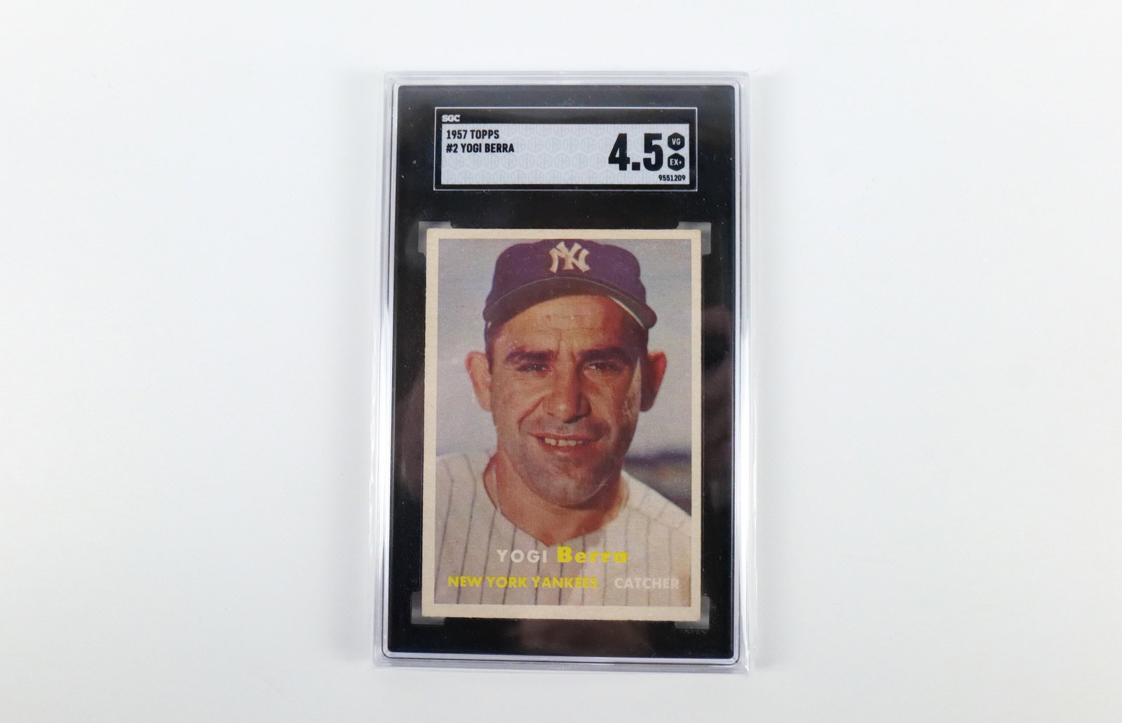Topps 1957 Yogi Berra #2 SGC 4.5: Topps 1957 Yogi Berra #2 - SGC Graded 4.5 VG-EX+. All invoices must be paid within 24 hours of the sale. We offer multiple shipping options, please read the shipping terms to understand your options. 