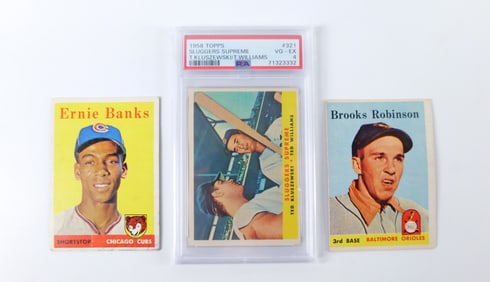 Lot of 3 Topps 1958 Baseball Cards