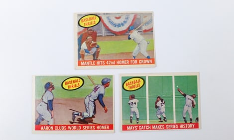 Lot of 3 Topps 1959 Baseball Trills Cards