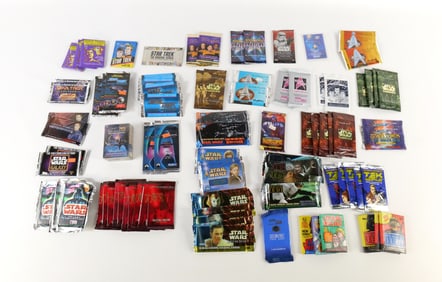 Group Lot of Sealed Star Trek and Star Wars Trading Cards