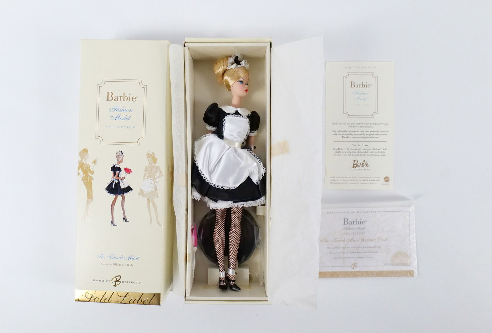 The French Maid Silkstone Gold Label Barbie Doll: The French Maid Silkstone Gold Label Barbie Doll - Fashion Model Collection. New in Box. All invoices must be paid within 24 hours of the sale. We offer multiple shipping options, please read the ship