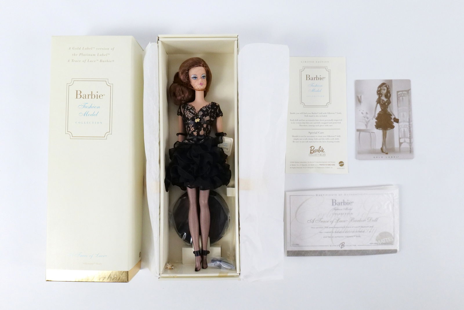 A Trace of Lace Silkstone Gold Label Barbie Doll: A Trace of Lace Silkstone Gold Label Barbie Doll - Fashion Model Collection. New in Box. All invoices must be paid within 24 hours of the sale. We offer multiple shipping options, please read the ship