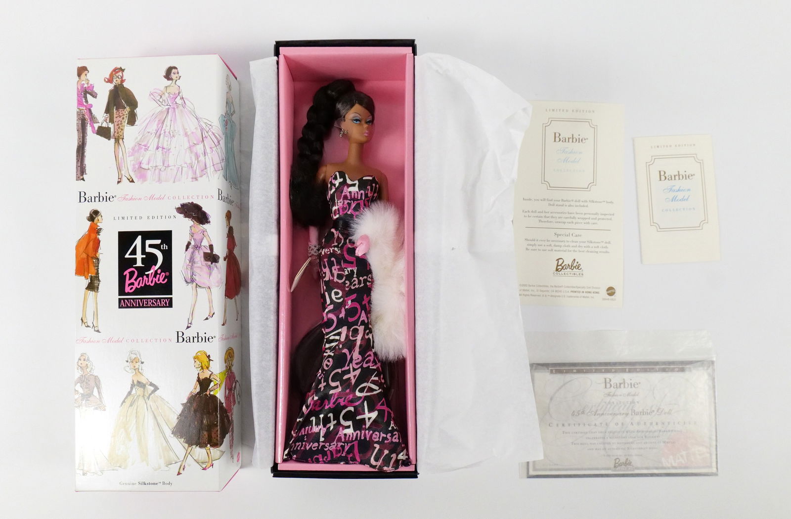 Barbie Silkstone 45th Anniversary Limited Edition Doll: Barbie Silkstone 45th Anniversary Limited Edition Doll - Fashion Model Collection - AA Version. New in Box. All invoices must be paid within 24 hours of the sale. We offer multiple shipping options, p