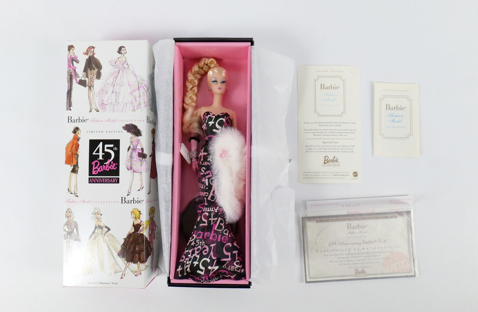 Barbie Silkstone 45th Anniversary Limited Edition Doll: Barbie Silkstone 45th Anniversary Limited Edition Doll - Fashion Model Collection - Blonde Hair Version. New in Box. All invoices must be paid within 24 hours of the sale. We offer multiple shipping o