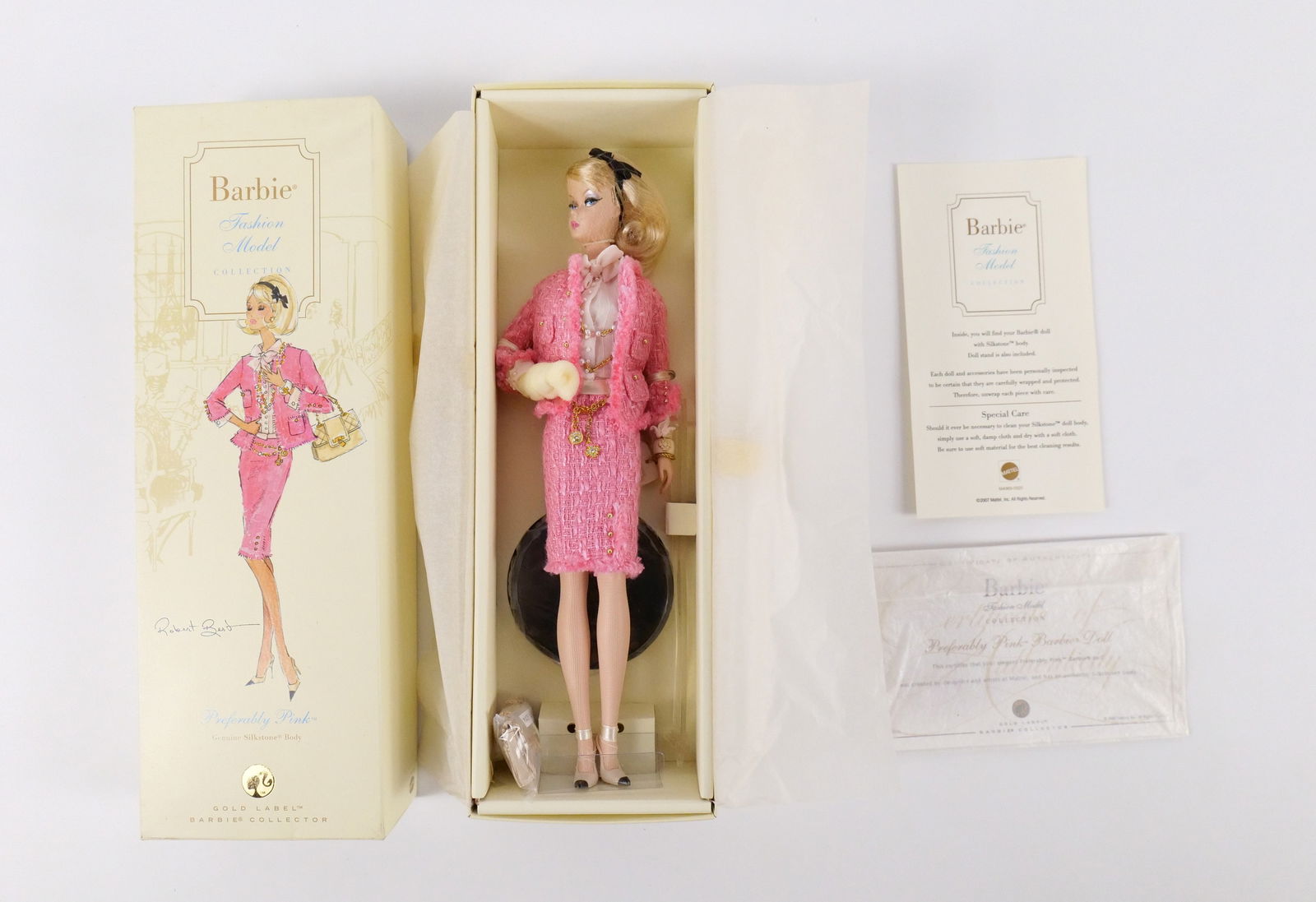 Preferably Pink Silkstone Gold Label Barbie Doll: Preferably Pink Silkstone Gold Label Barbie Doll - Fashion Model Collection - Robert Best. New in Box. All invoices must be paid within 24 hours of the sale. We offer multiple shipping options, please