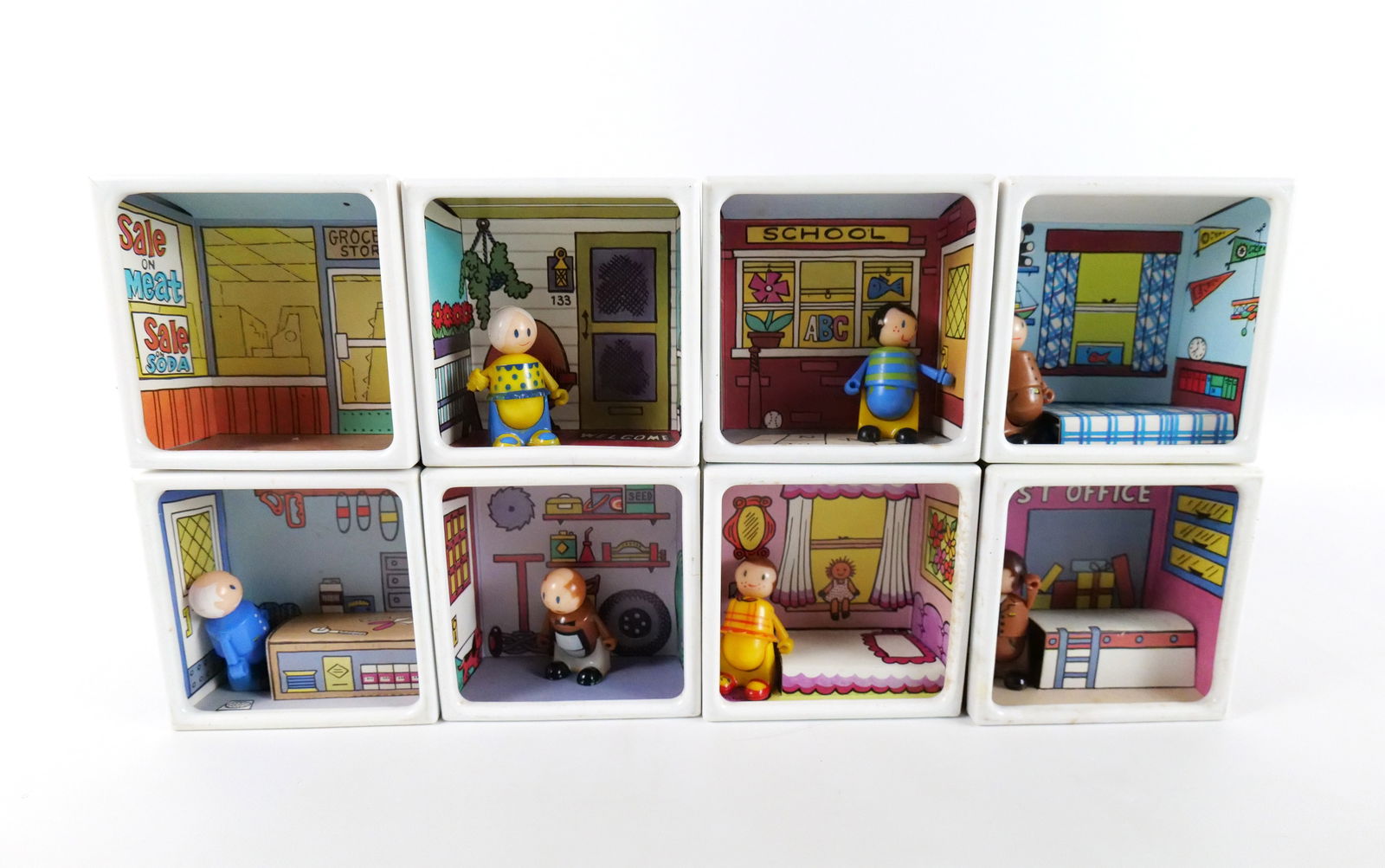 Lot of 8 Vintage Tweakie Toy Tin Blocks by J. Chein (1 of 13)