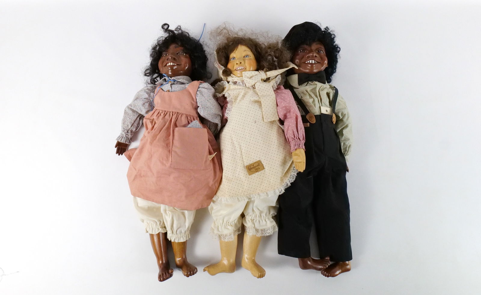 Lot of 3 Brunswood Cloth and Wooden Dolls (1 of 11)