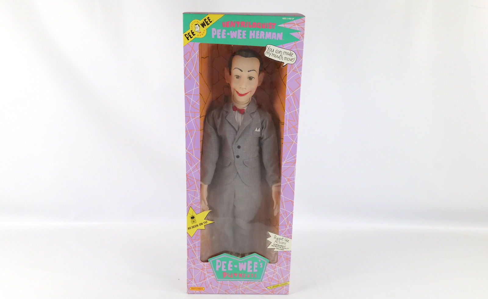 Ventriloquist Pee-Wee Herman Doll: Ventriloquist Pee-Wee Herman Doll. Made by Matchbox. New in Box. Pee-Wee measures 26" long. All invoices must be paid within 24 hours of the sale. We offer multiple shipping options, please read the s