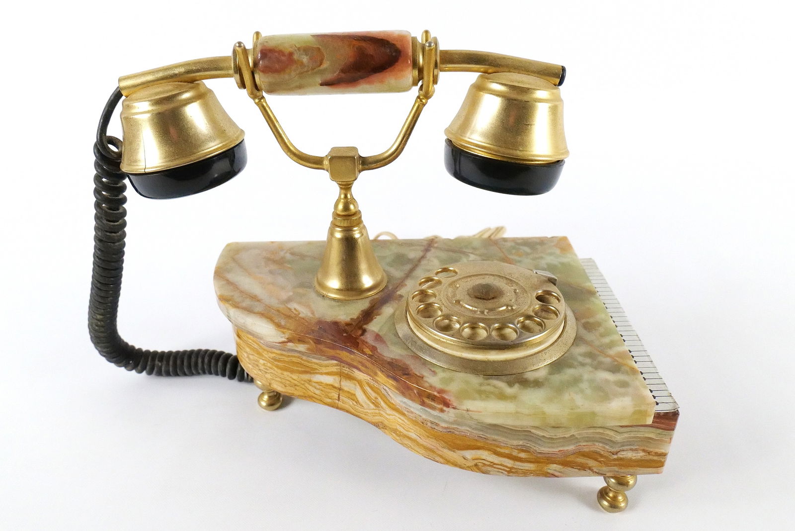 Vintage Onyx Marble with Brass Rotary Telephone (1 of 7)