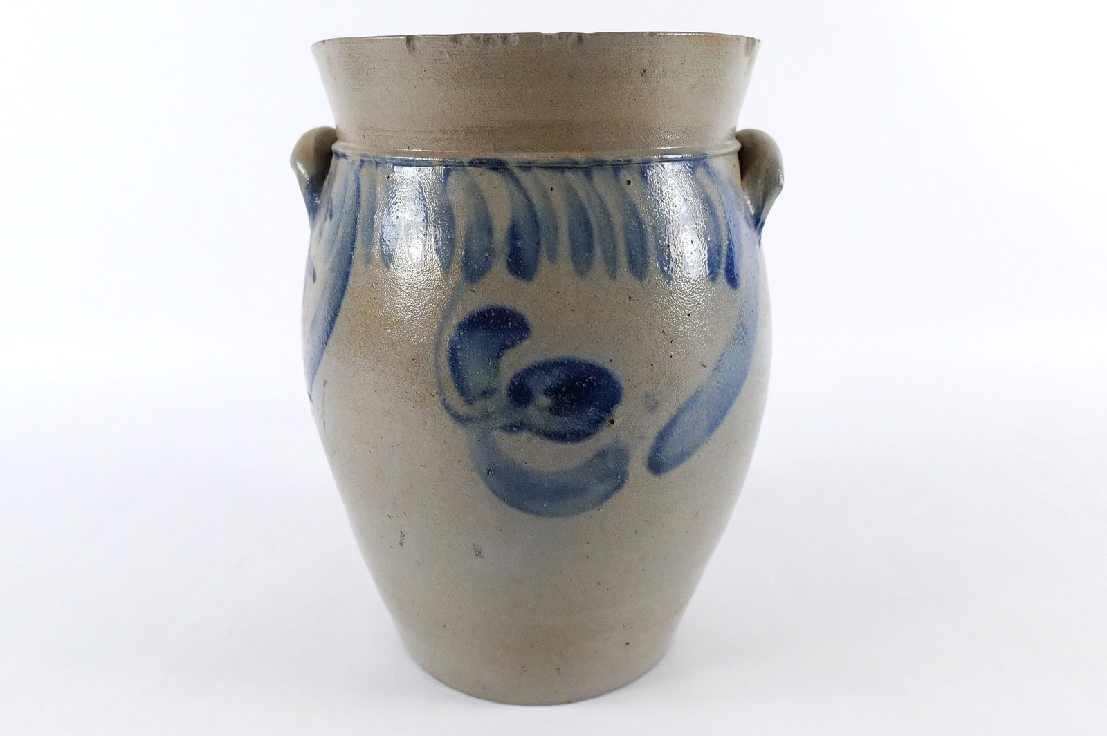 Antique Stoneware Jug with Cobalt Blue Flower Decoration (1 of 11)