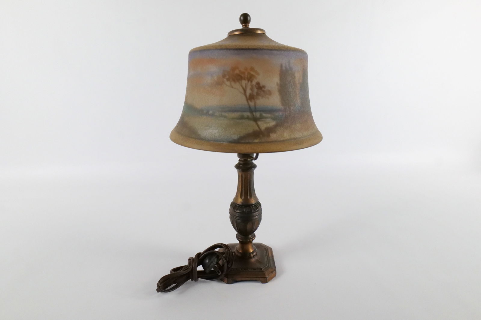 Antique Reverse Painted Table Lamp - 4