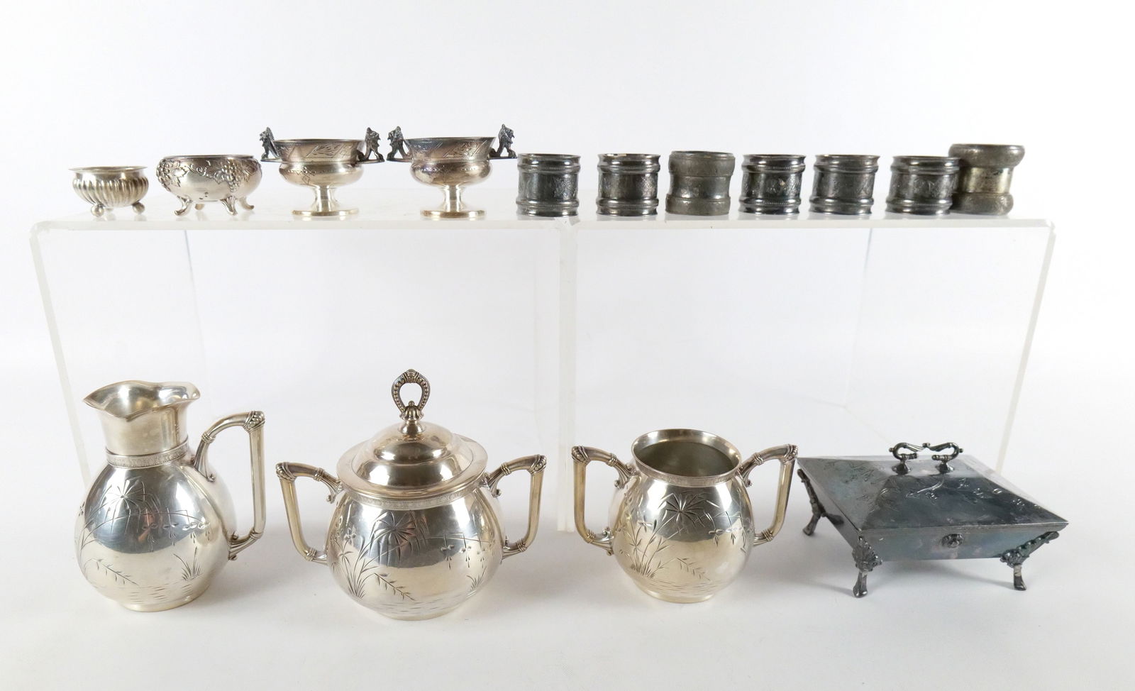 Lot of Victorian Silverplate Etched Serving Pieces (1 of 11)
